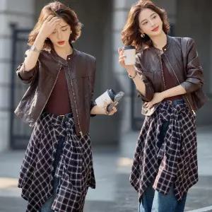 피로달 여성 빈티지 PU 가죽 자켓 봄가을 코트 차이나 HO3