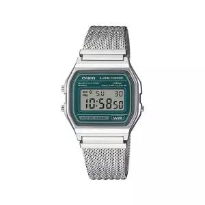 카시오 A158WEM-3 빈티지 우븐 메시 디지털 공용 메탈시계