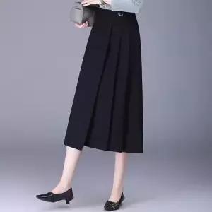 엘럽 여성 스커트 그레이 롱 봄 정장 플리츠 언밸런스 중기장 A라인 원템1