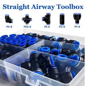 공압 커넥터 키트 박스형 PU-8 PZA-8 8mm 호스 파이프 튜브 공기 외경 41피스