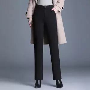 여성 여사친 기모 정장바지 하이웨스트 스트레이트 카고 슬림핏 추동팬츠 스모크 KS3