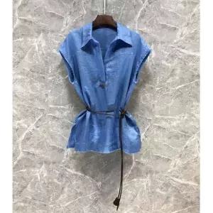 여자 가을 터틀넥 럭셔리 셔츠 블라우스 나시 린넨 슬림핏 민소매 KS3