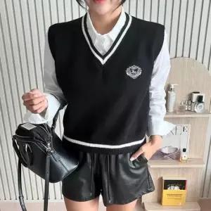 [의류] 여성 4컬러 모렌 자수 클래식 니트조끼 니트베스트