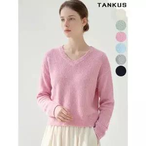 [하프클럽/탱커스]여성 브이넥 부클 텍스쳐드 니트