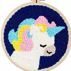 유니콘 펀치 니들 펀치 니들 키트 선물용 액자형 만들기 자수 세트