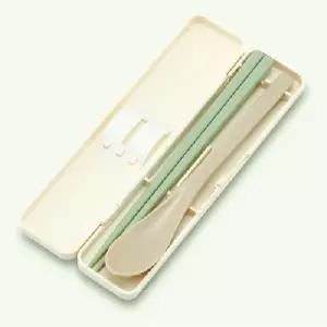 ( )캐릭터 배지 소음방지 콤비세트 18cm 휴대용 수저 세트 학교 도시락 수저통_24736824