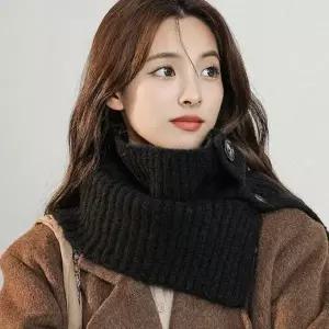 20대 30대 여성 겨울 방한 단추 넥워머 머플러 니트 목도리