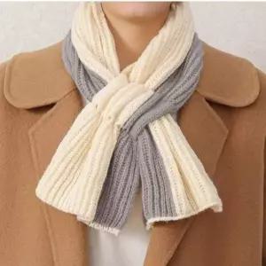 여성 숏 투톤 고리 목도리 데일리 미니 머플러 3컬러 겨울 방한