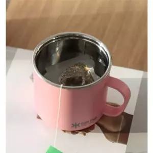 퀸센스 스텐 머그컵 스테인리스 이중컵 캠핑 커피잔 손잡이컵 핑크