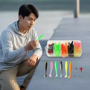 야광 쉐드웜 30p 세트 지그헤드 구성 바다 민물 루어 낚시채비 10g 13cm