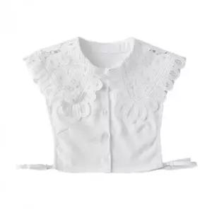 와이드 펀칭 레이스 페이크 카라 넥케이프 레이어드 목카라 셔츠형