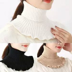 여성 프릴 하이넥 니트 워머 겨울 보온 목도리 넥게이터 넥워머