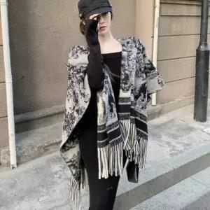 겨울 여성 숄더 망토 판초 가디건 도톰한 니트 케이프 머플러