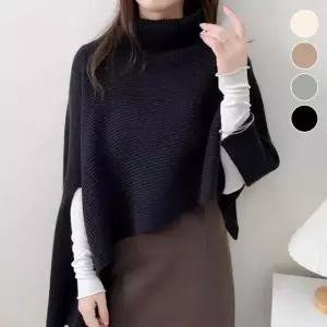 언밸런스 터틀넥 니트 숄 케이프 망토 판초 가을 겨울 데일리