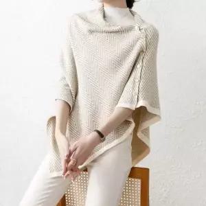 여성 가을 겨울 니트 단추 망토 숄 판초 케이프 가디건 루즈핏