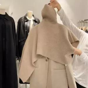 언발란스 여성 니트 숄 케이프 겨울 보온 목도리 망토 가디건