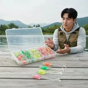 야광 올챙이 웜 48p 세트 배스 루어낚시 미끼 소프트 스윔베이트