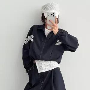 [다잇템] 여자 나일론 레이스 드로우코드 스포티 탱크 윈드브레이커 점퍼