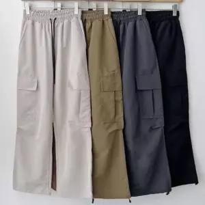 [의류] 밑단스트링 와이드 조거 카고팬츠 사이드포켓 옆셔링