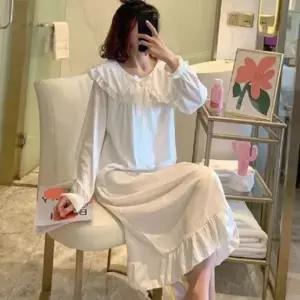 [하프클럽/]여성 소녀 감성 레이스 귀여운 일상 원피스 잠옷