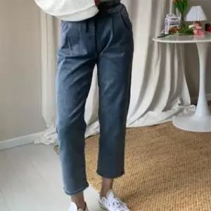 여자 맘진 허리밴딩 고무줄 배기핏 보이 데님팬츠