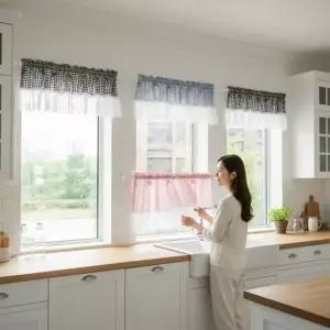 [골드스마일]주방 창문 가림막 레이스 미니 커튼 106x45cm 카페 인테리어