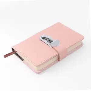 [문구] 다이어리 디자인 노트 핑크 가죽 수첩 비밀번호 보호 노트북