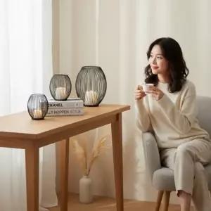 블랙 철제 캔들홀더 엔틱 소형 테이블 장식품 무드등 촛대