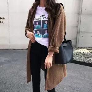 [의류] 셔츠 간절기 아우터 롱 여성 골덴 코듀로이