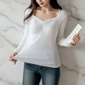 아트박스/신상오픈런 여성 슬림핏 브이넥 롱소매 셔링 봄 티셔츠