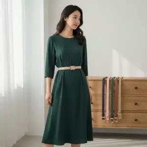 여성 가죽 허리띠 원피스 슬림 포인트 벨트 데일리룩