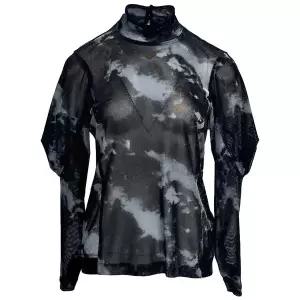 [데시데](마산점)물나염 벨벳메쉬 하이넥 블라우스 DPW111