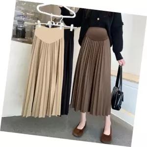 롱 플리츠주름치마하이웨스트임산부복대스커트 205303