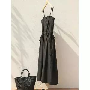 [하프클럽/샵앤]여성 끈나시 허리스트링 레이어드 롱 원피스 JR-WDR-5170-블랙