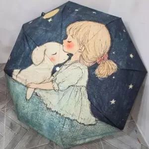 [애슬릿] 3단 양산 접이식 자동 암막 코팅 작은 미니 양우산