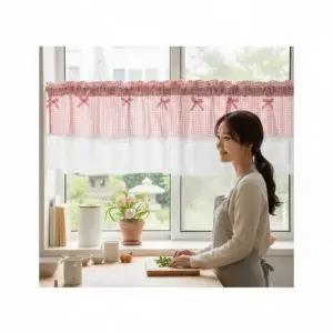 주방 미니 레이스 창문 가림막 커튼 150x45cm 카페 인테리어