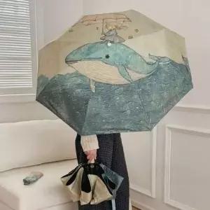 [애슬릿] 3단 양산 암막 코팅 자동 자외선 차단 미니 학생 우산