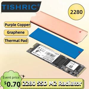 [호환품]TISHRIC 2280 SSD M2 라디에이터 보라색 구리 그래핀 NVMe NGFF PCIe SATA 하드 디스크 방열판 열