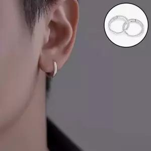 실버 슬림 원터치 서지컬 링 귀걸이 미니 원형 디자인