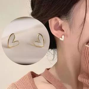 써지컬스틸 화이트자개 미니 하트귀걸이