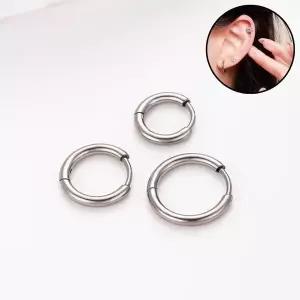 슬림 라인 실버 서지컬 링 귀걸이 미니 귓볼 장식