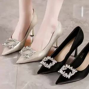 [하프클럽/더힐]더힐슈즈 스틸레토 사각비즈 여성여자 구두 정장화 펌프스