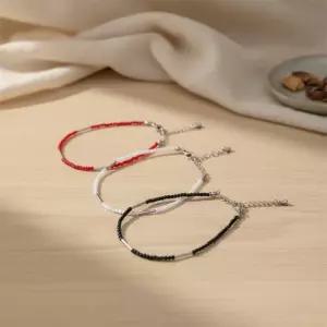 여성 써지컬스틸 레이어드 비즈 팔찌