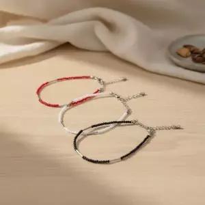 [하프클럽/]여성 써지컬스틸 레이어드 비즈 팔찌