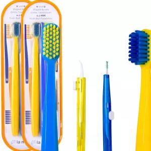 LA 미에르 V자형 + U자형 교정 칫솔 부드러운 칫솔모(4개) 텔레스코픽 인터치 브러시(4개) 세필로