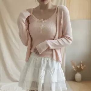 [신세계라이브쇼핑][옷자락] 여성 레이스 버튼 브이넥 골지 가디건 세트