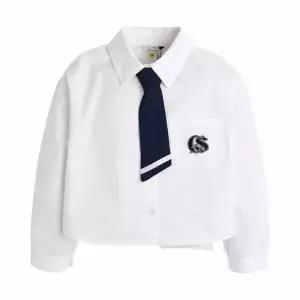 컬리수 HC04 아이돌스쿨크롭셔츠 아동 키즈 초등 주니어 봄 여아 여자아아 넥타이 긴