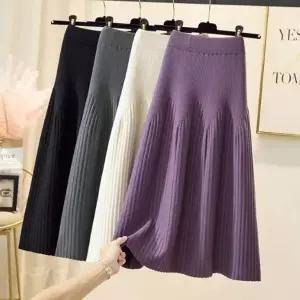 |CCK19E2|여성용 가을 겨울 봄 시즌 니트 롱 스커트