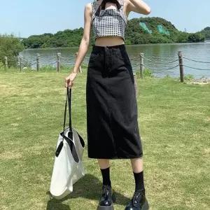 |CCK19DF|여성 도시 모던 슬릿 미디 스커트