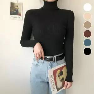 [라일리여성의류] Rly 신축성 목티 니트 골지 폴라티 겨울 이너 기본